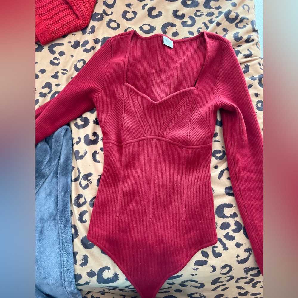 Red Sweater Bodysuit
